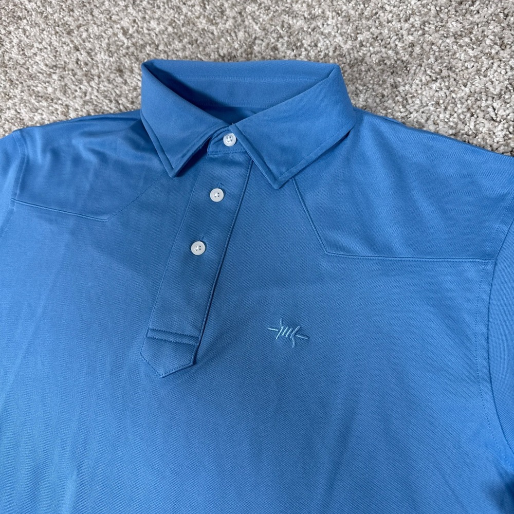 Texas Standard Polo Shirt Mens Large Blue Western Performance Short Sleeve
